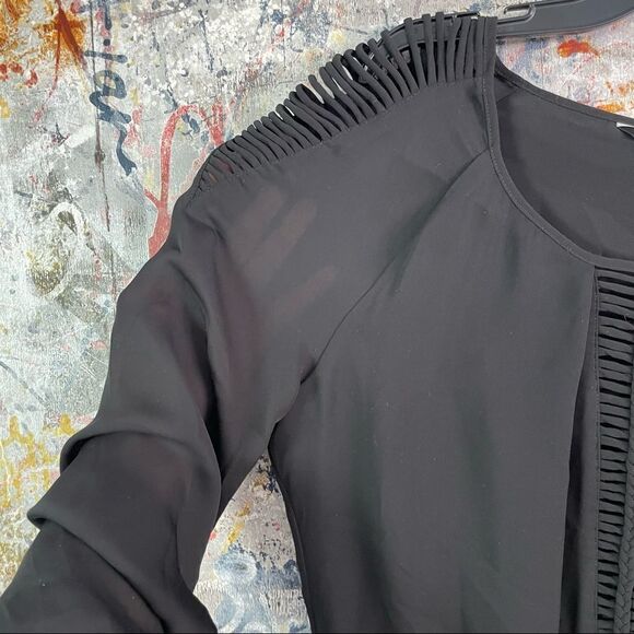 Marciano Guess Black Peplum blouse Cutout Sleeves Top - Picture 7 of 7